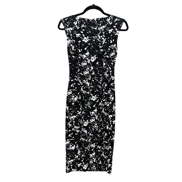 MICHAEL KORS COLLECTION Midi Dress 0 Black White Jacquard Sheath Zip Career NWT - Picture 5 of 10